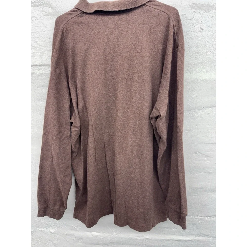 Polo Ralph Lauren Long Sleeve Polo Shirt-100%‎ Pima Cotton-Brown -Men's XXL Soft